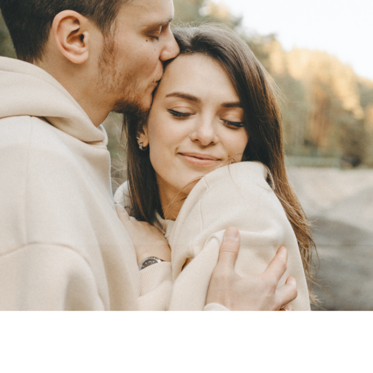 Man kissing woman, showing intimacy in relationship